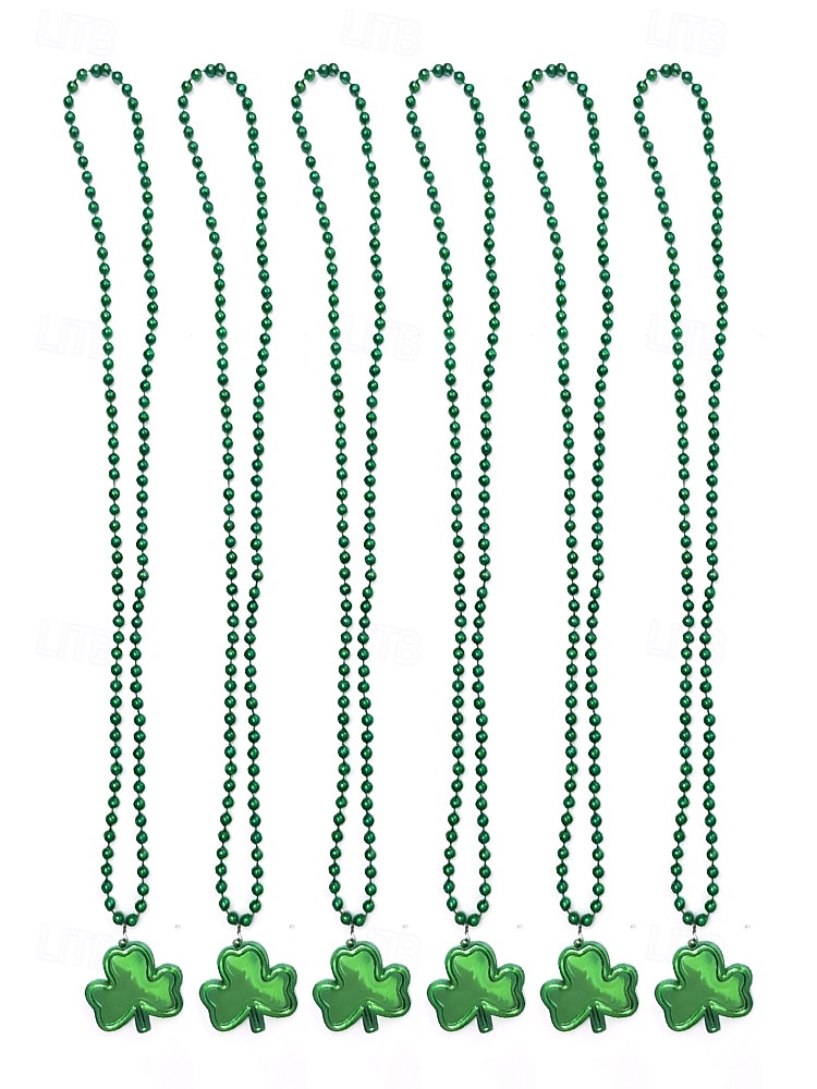 női többrészes Szent Patrik-napi nyaklánckészlet, zöld lóhere gyöngyös réteges nyakláncok, műanyag, többféle stílusú kombinált csomag, ünnepi ír partikellékek nőknek 2026 - $11.99 –P11