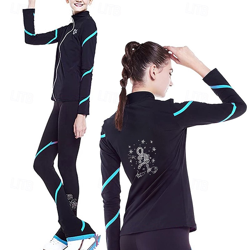 Eiskunstlauf-Jackett und -Hose Damen Mädchen Eislaufen Hosen / Regenhose Shirt Weiß Rosa Blau Glitzer Vlies Spandex Hochelastisch Ausbildung Wettbewerb Eiskunstlaufkleidung warm Kristalle Langarm 2026 - $123.99 –P11