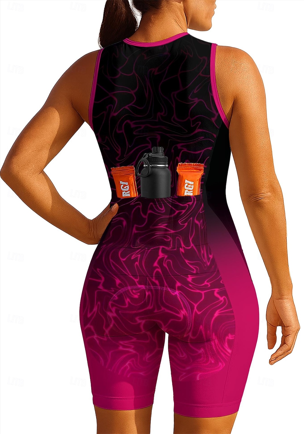 2026年 女性用 サイクリングジャージー トライスーツ ダウンヒルジャージー ノースリーブ 夏 春 秋 ブルー ダークグレー ローズレッド+ブラック 幾何学模様 勾配 カーブ バイク サンスクリーン UV耐性 3Dパッド サイクリング 速乾性 スポーツ 衣類  コレクション – $44.99 –P2