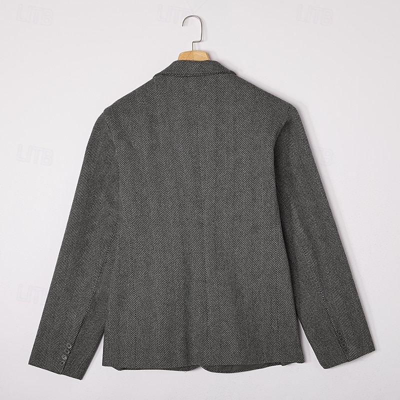 Blazer da uomo in tweed a spina di pesce – giacca sportiva slim fit vintage, monopetto a 2 bottoni, business casual, autunno inverno, disponibile in marrone, blu, grigio del 2026 a $79.99 –P13
