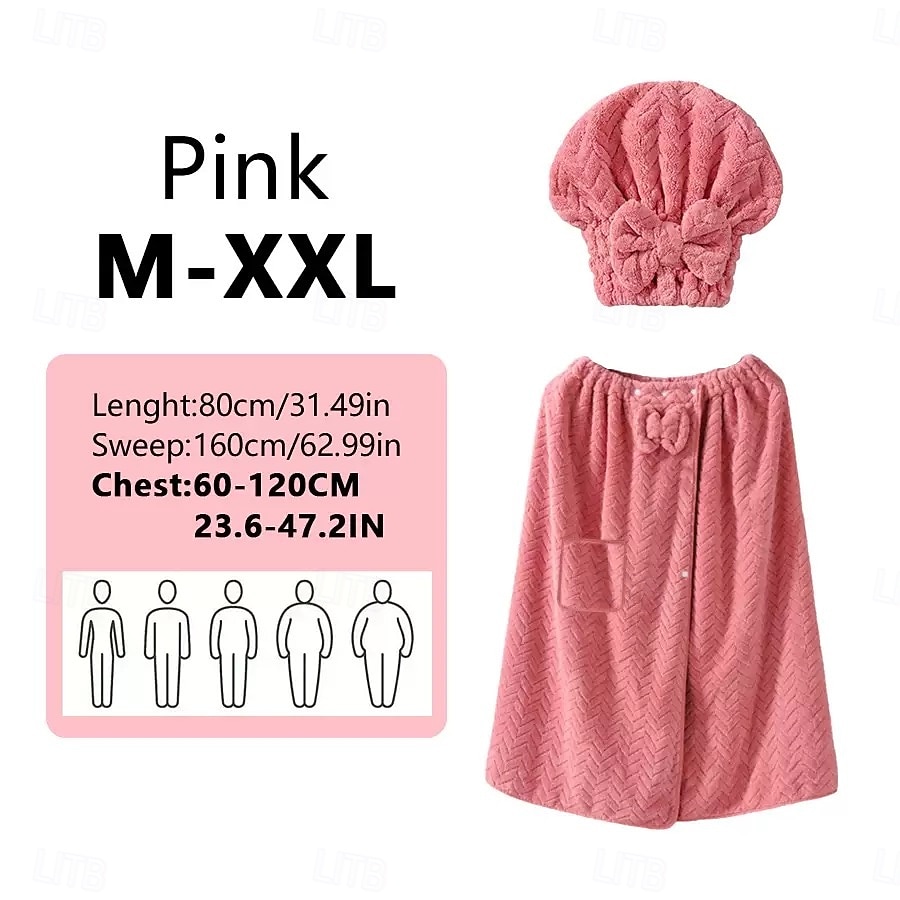 Conjunto de saia de banho plus size ajustável e touca de secagem rápida, roupa de banho confortável e prática, perfeita para depois do banho, à beira da piscina e no chuveiro, secagem rápida e ajuste regulável. de 2026 por $35.99 –P7