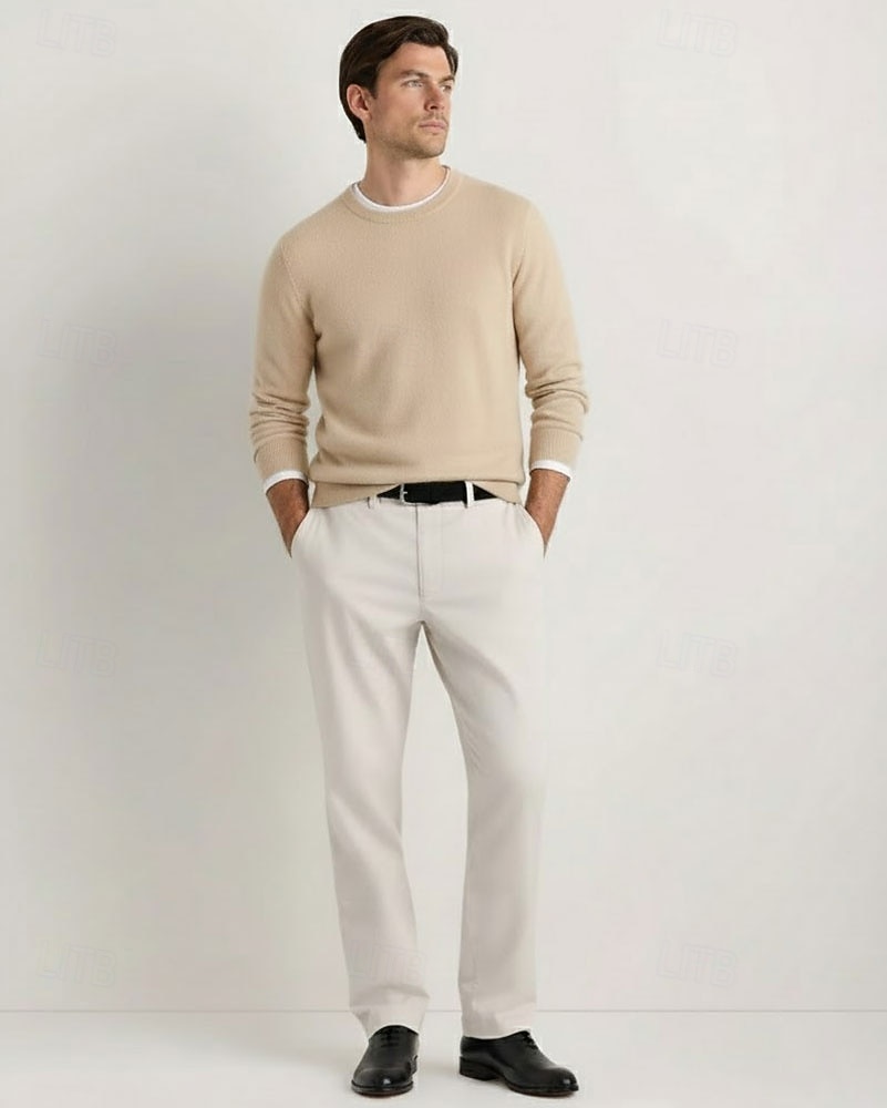 Hochwertiger Herrenpullover aus reiner Wolle und Kaschmir mit Rundhalsausschnitt, klassischer Strickpullover, weich, warm und atmungsaktiv. 2026 - $94.99 –P5