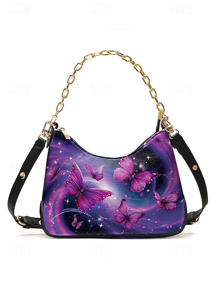 Damen-Schultertasche aus Kunstleder mit verstellbarem Riemen, Schmetterlingsmuster, in verschiedenen Farben erhältlich, vielseitige Tragemöglichkeiten für legere und formelle Anlässe. 2026 - $34.99 –P10