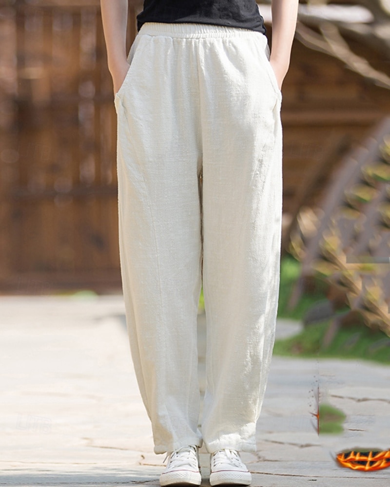 Damen Hose aus Baumwollleinen Chinos Sommerhose Lange Unterhosen Urlaub Streetwear Basic Volle Länge Mittlere Taillenlinie Einfach Tasche Elastischer Bund Bequem Komfort Unelastisch Täglich Outdoor 2026 - $72.99 –P13