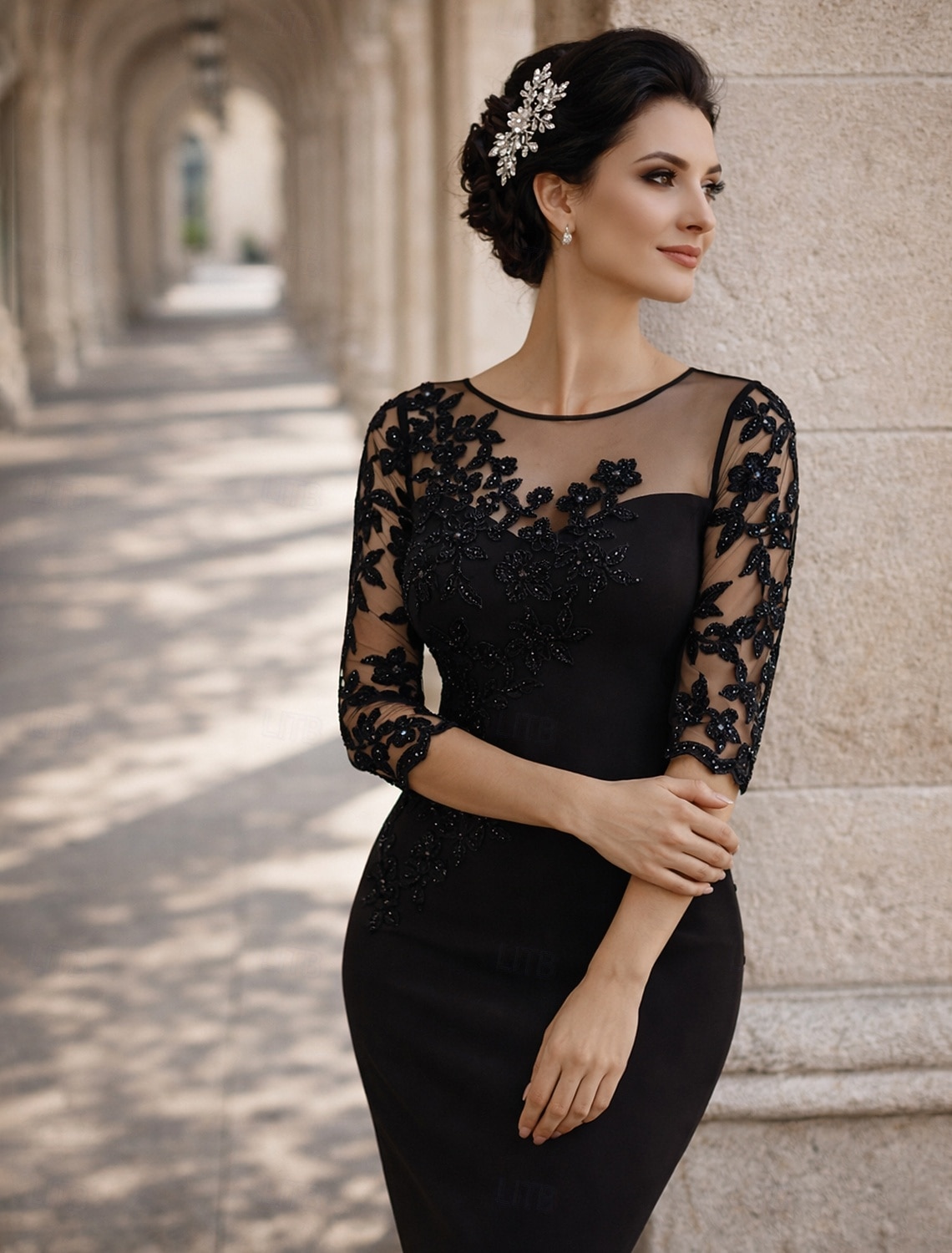 Funda Columna Hasta la Rodilla Corto Mini Vestido de Fiesta Vestido Cóctel Vestido Invitada Boda Vestido de Madrina Manga Larga Escote de ilusión Elegante Invitado a la boda El derby de Kentucky 2026 - $172.99 –P2