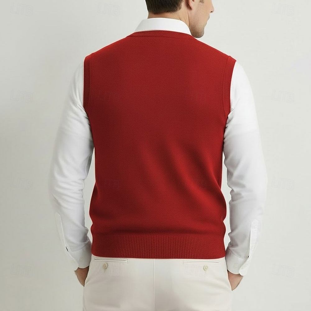 Ανδρικό γιλέκο από κασμίρ υψηλής ποιότητας με λαιμόκοψη V από καθαρό μαλλί, κλασικό πλεκτό πουλόβερ, απαλό, ζεστό, αναπνεύσιμο 2026 - $62.99 –P8