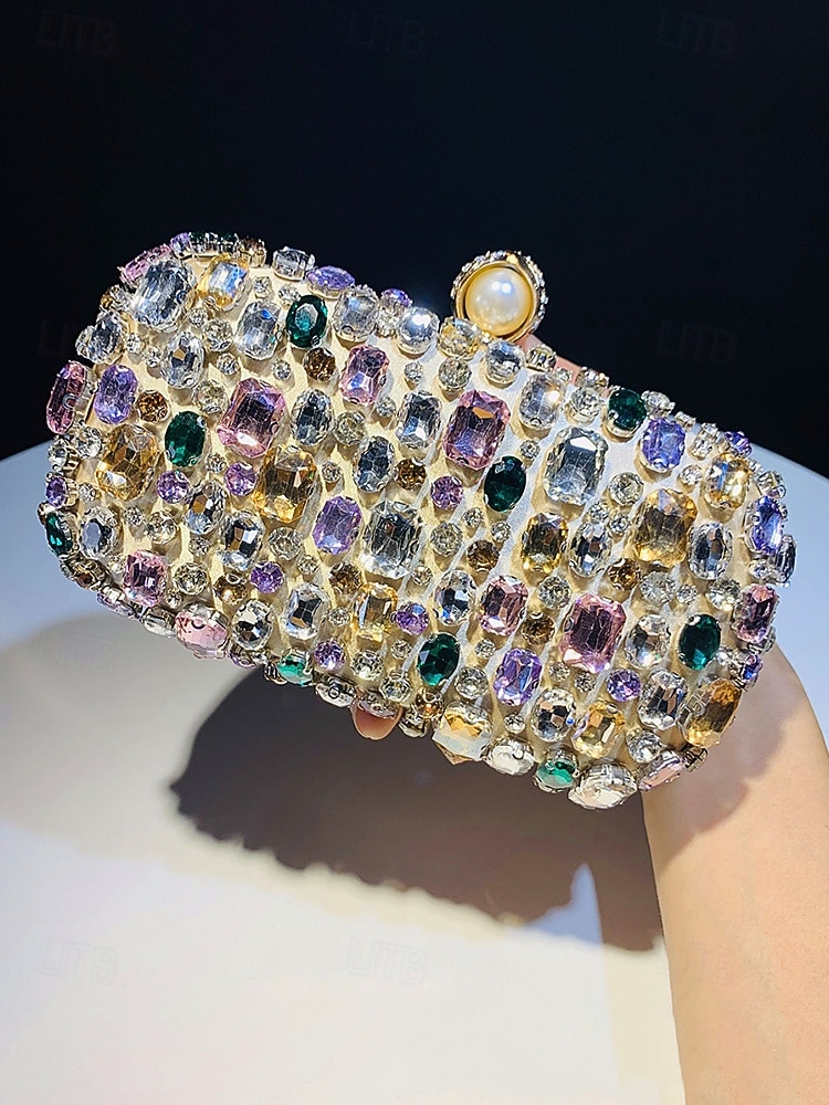 Women's Polyester Clutch Bag with Gemstone Embellishments, Chain Shoulder Strap, Large Capacity, Multiple Colors – Perfect for Weddings and Evening Parties 2026 - $34.99 –P6