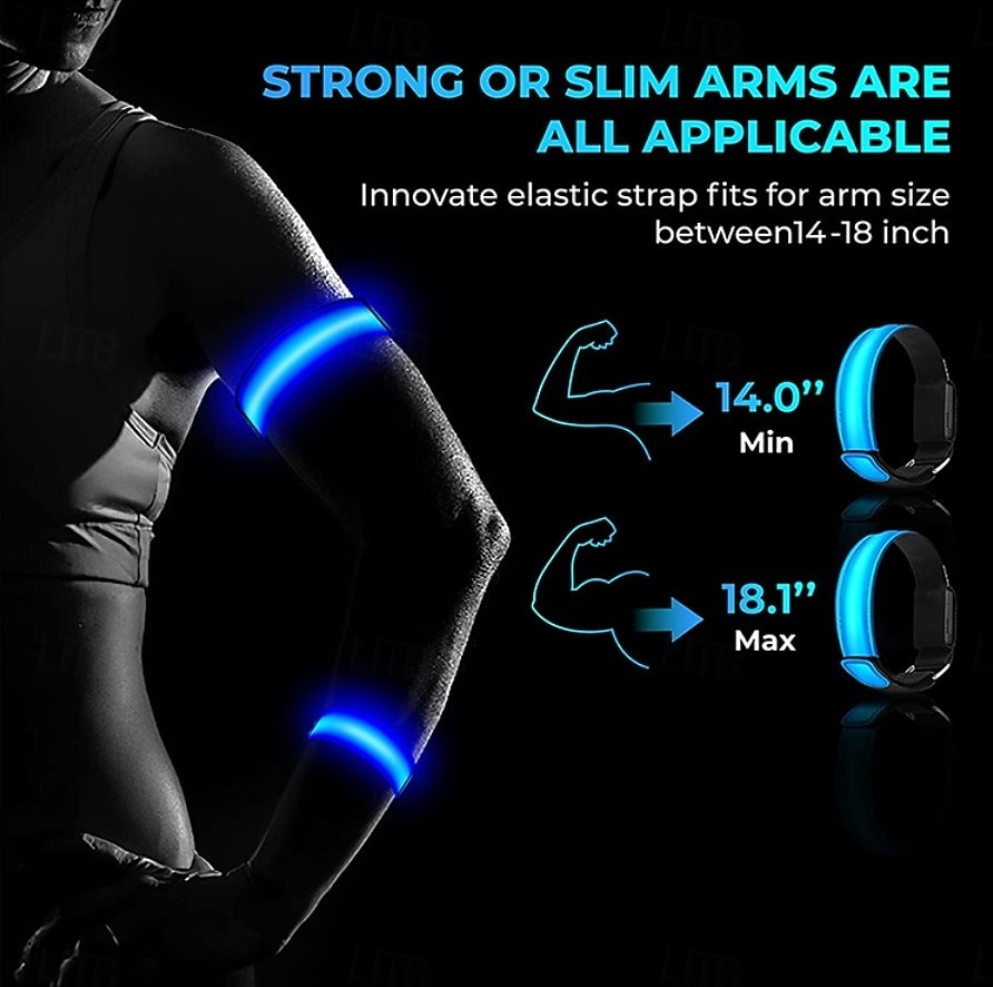 2-pakning oppladbare LED-armbånd, LED-løpearmbånd, justerbart blinkende LED-sikkerhetsarmbånd, reflekterende løpeutstyr med høy synlighet, justerbare lysende armbånd 2026 - $35.99 –P2