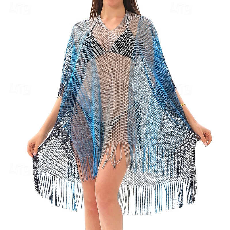 Dámské Plavky Přehozy Plavky Třásňový lem Vystřižený prázdniny Oblečení na pláž Tónované Do V Krátké rukávy Plavky 2026 - $11.49 –P10