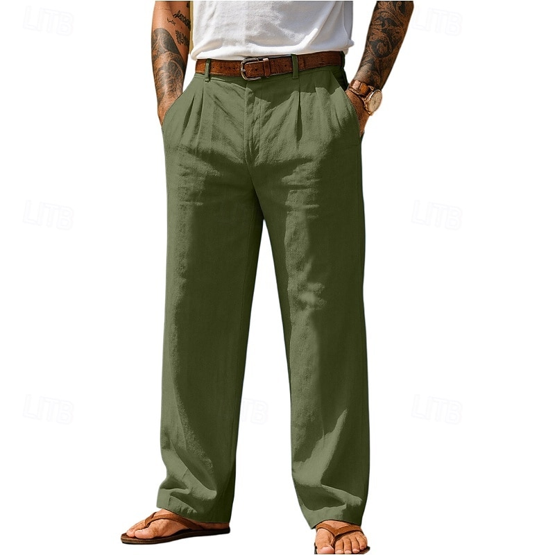 Pánské Bavlněné plátěné kalhoty Kalhoty Letní kalhoty Volné kalhoty Plážové kalhoty Kapsy Pevná barva Pohodlné Prodyšné Denní Venkovní Plážové prázdniny Módní Černá Bílá Neelastické 2026 - $27.99 –P7