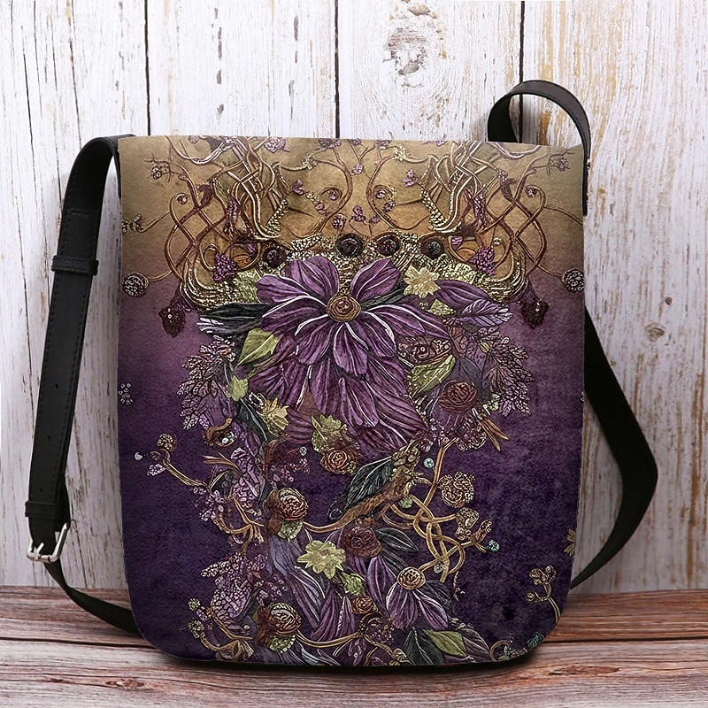 Женская сумка через плечо из бархатистого полиэстера с узорами в виде древа жизни и цветов, различные варианты дизайна для повседневного и бохо-стиля 2026 - $19.99 –P15