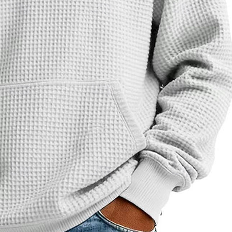 Муж. Толстовка Вафельная толстовка Толстовка с капюшоном и пуловером Толстовка с застежкой-молнией Абрикосовый Черный Белый Светло-зеленый Темно синий Воротник-стойка Полотняное плетение 2026 - $28.99 –P11