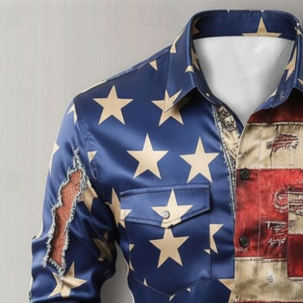 Homens Gráfico American US Flag 4 de julho - 250º aniversário dos EUA Camisa Social camisa de botão Camisa casual Manga Longa Havaiana Casual Confortável Ao ar livre Férias Rua Primavera Outono de 2026 por $27.99 –P3
