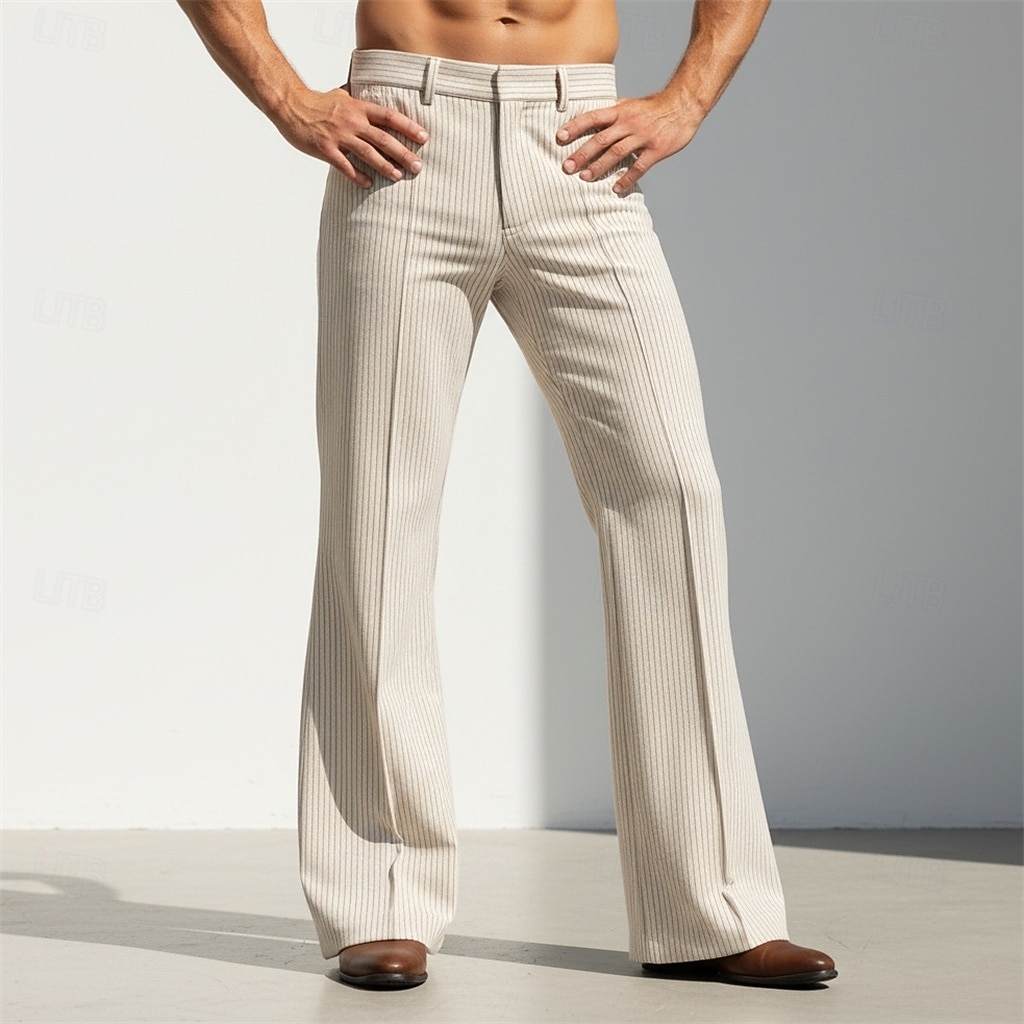 Homens Calças Social Calças de Veludo Parte inferior do sino Calça larga Bolsos Tecido Conforto Comprimento total Diário O negócio Feriado Férias Moda Branco Marron Sem Elasticidade de 2026 por $25.99 –P3