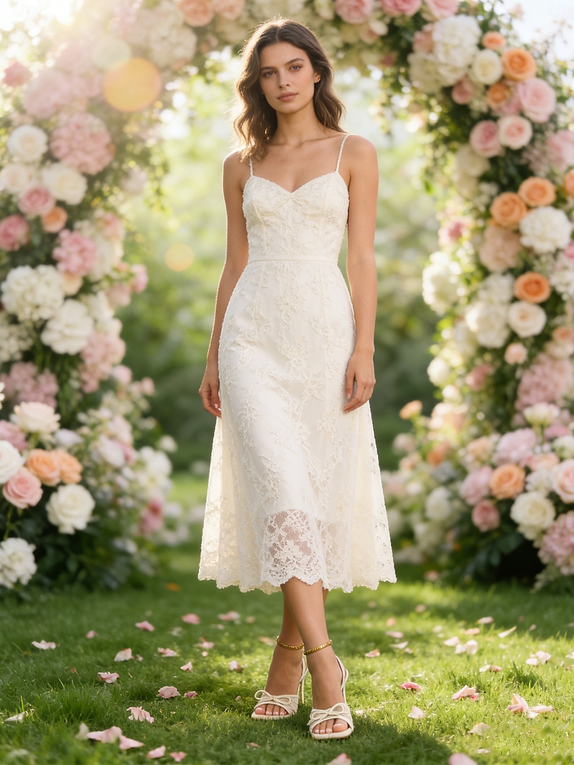 Sandales élégantes à talons, bout ouvert et dentelle, ornées d'un nœud, idéales pour les mariages champêtres et les occasions formelles, parfaites pour les invitées. de 2026 ? $39.99 –P1