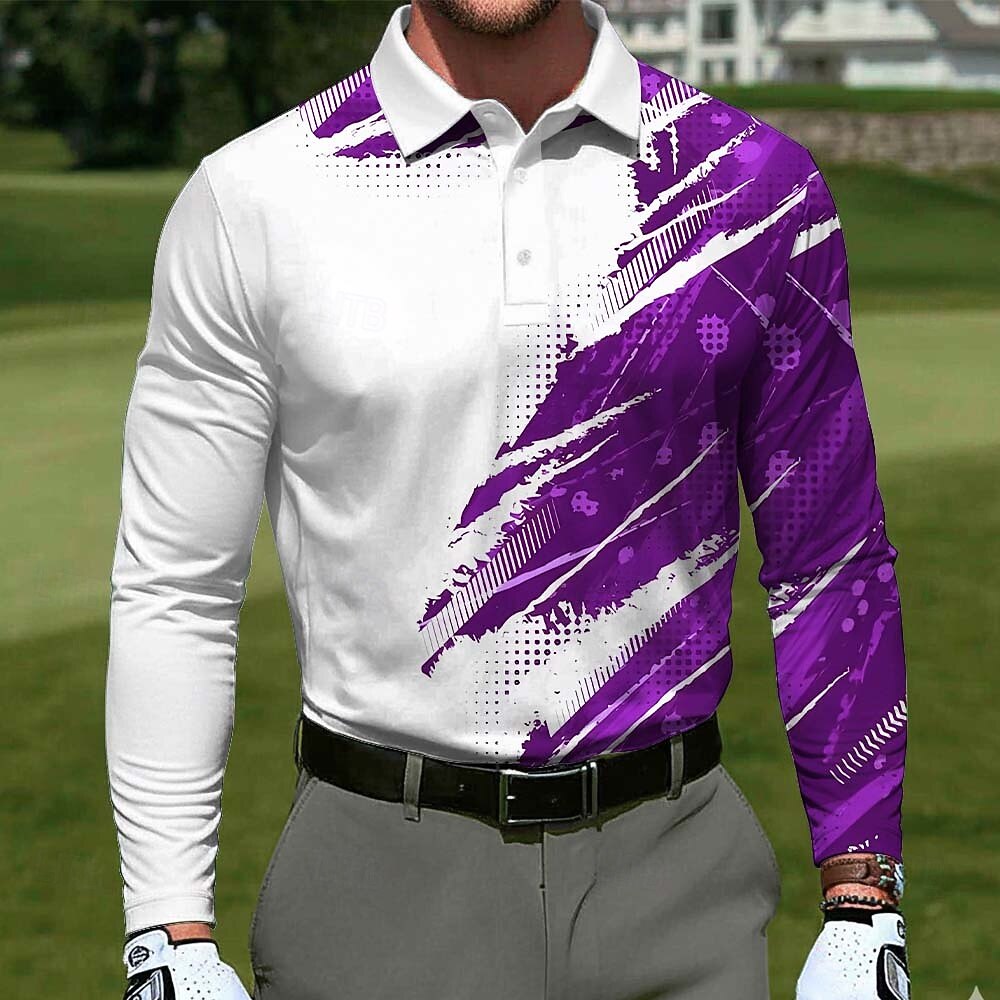 Ανδρικά Γεωμτερικό Γκολφ Πόλο Αθλητικά μπλουζάκια πόλο Μακρυμάνικο Μπλουζάκια πόλο Πέτο Καθημερινό ΕΞΩΤΕΡΙΚΟΥ ΧΩΡΟΥ Ένδυση γυμναστικής και άθλησης Καθημερινά Ρούχα 3D εκτύπωση Κουμπιά Άνοιξη Φθινόπωρο 2026 - $22.99 –P3