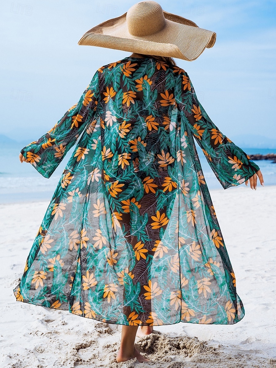 Costume da bagno tre pezzi bikini da donna palme controllo della pancia snella senza schienale abbigliamento da spiaggia floreale foglie scollatura a V senza maniche del 2026 a $31.99 –P2