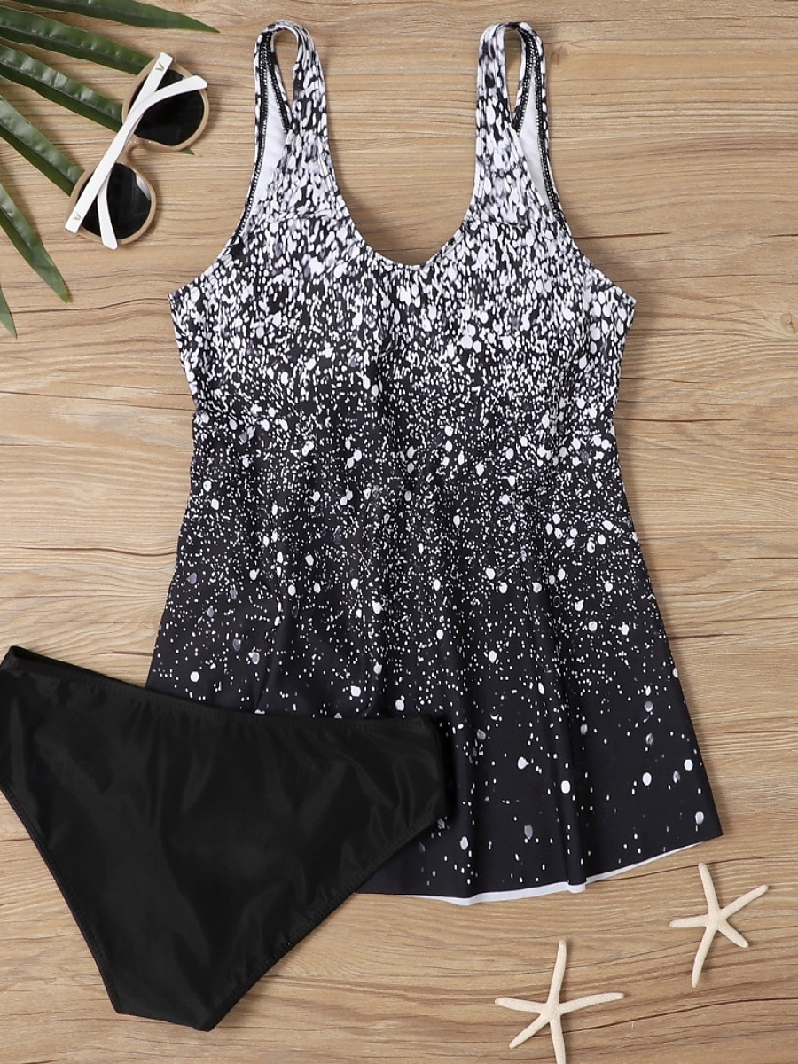 Costum de baie pentru femei tankini 2 piese cu slipuri cu control al burticii talie înaltă cu spatele gol pentru vacanțe la plajă cu gradient cu fluturi cu guler V fără mâneci 2026 - €18.99 –P10