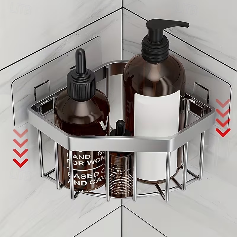 Plassbesparende kjøkkenvaskorganisator, kraftig trekantet avløpsstativ med svampholder, oppvaskstativ og skjærebrettspor, veggfeste, rustfritt stål, slitesterk konstruksjon, enkel å rengjøre, moderne 2026 - $13.99 –P3