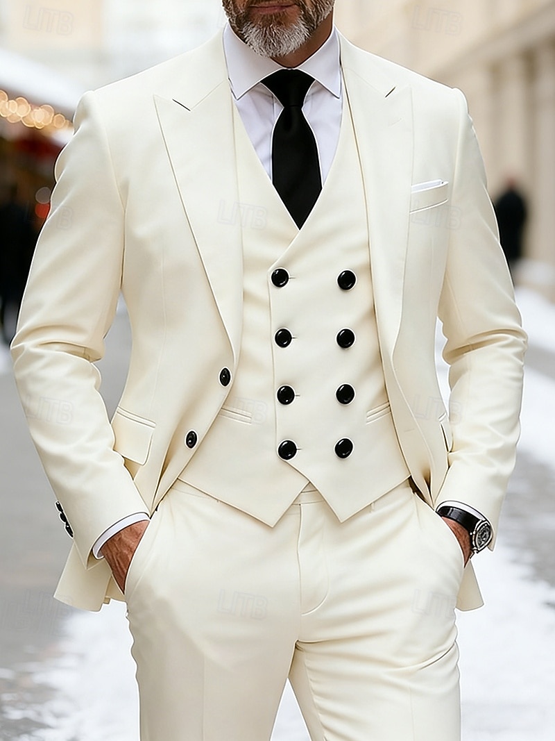 Ανδρικά Σακάκι+Γιλέκο+Παντελόνι Στολές Επιχείρηση Κοκτέιλ Πάρτι Γαμήλιο Πάρτι Μοντέρνα Καθημερινό Άνοιξη Φθινόπωρο Πολυεστέρας Σκέτο Τσέπη Κουμπιά Άνετο Μονόπετο Χρωματιστή ζακέτα 2026 - $103.99 –P3