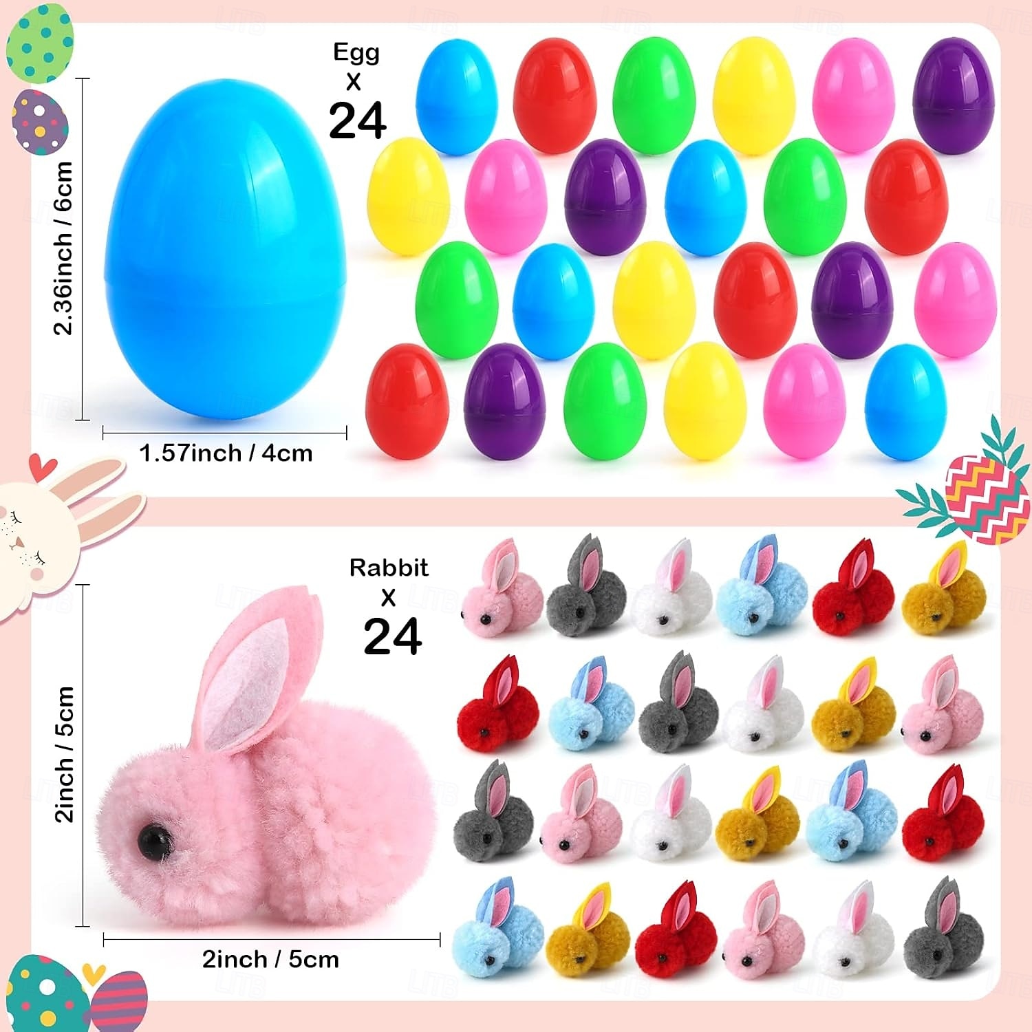 24 Pack Easter Eggs Fillers with Bunny Plush Easter Basket Stuffers for Kids Easter Eggs with Toys Inside Easter Bunny Mini Stuffed Animal for Easter Eggs Hunts Party Favors Surprise Egg 2026 - $22.99 –P3
