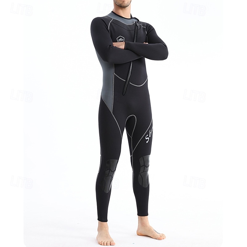 Men's 1.5mm Neoprene Diving Suit Full Wetsuit Rash Guard Stretchy Long Sleeve Front Zipper - Surfing Snorkeling Scuba Patchwork Winter 2026 - $75.99 –P7