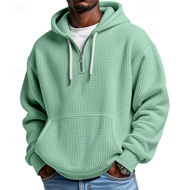 Herre Hattetrøje Vaffel hettegensere Hettegenser med glidelås Aprikos Hvit Lysegrønn Militærgrønn Rød Med hette عادي Kengurulomme Med Tekstur Avslappet Daglig Sport & Utendørs Gatemote Kul Sportsklær 2026 - $28.99 –P3