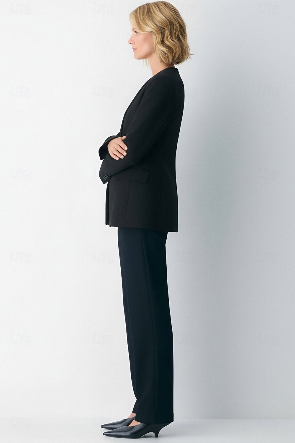 Women's 2 Pieces Suits Separates Office Work Formal Stretch Fabric Elegant Business Simple Long Sleeve Round Peak Lapel Double Breasted 2026 - $195.99 –P3