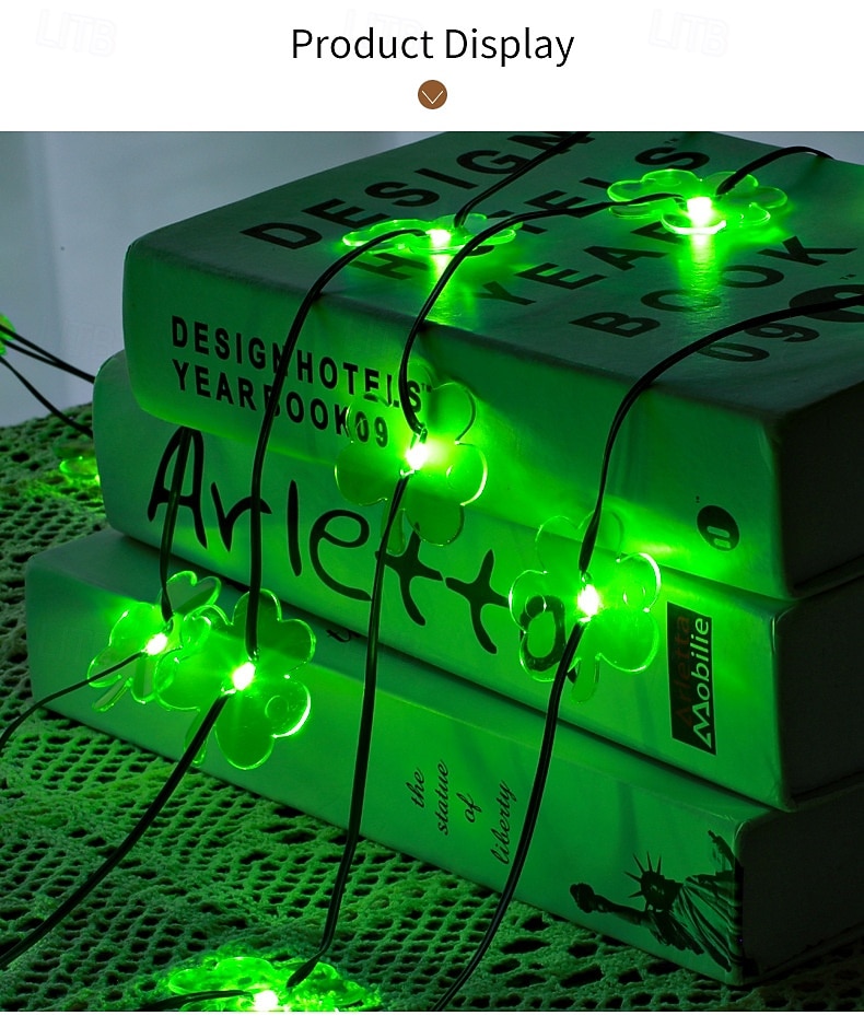 St. Patrick's Day Ierse klaver lichtslinger, 3 meter breed, groen licht, USB-voeding, 8 functies met afstandsbediening, voor binnen, slaapkamer, woonkamer, balkon, feestdecoratie 2026 - $26.99 –P3