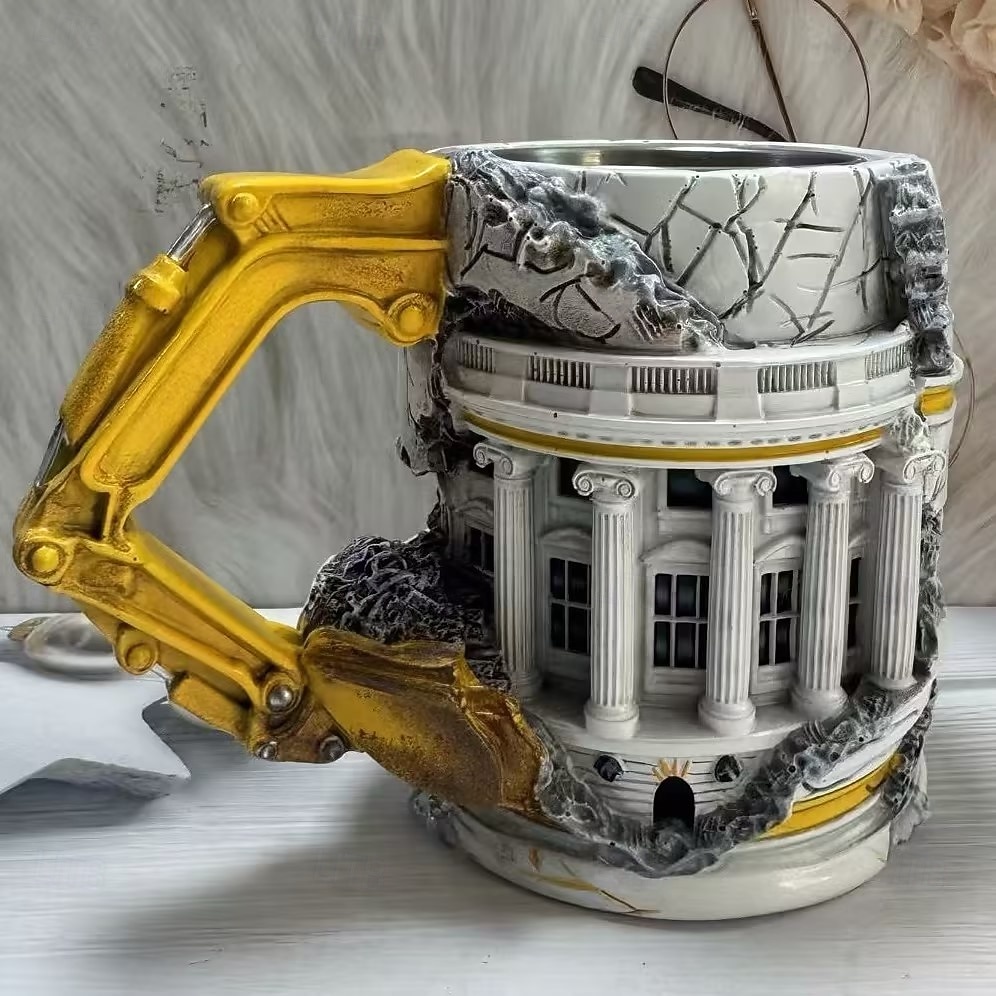 Noen løy, rivingskrus, keramisk kaffekopp formet som 3D-gravemaskin i harpiks med hank, morsom gaveidé med byggemotiv til kontor og hjem, daglig bruk 2026 - $31.99 –P4