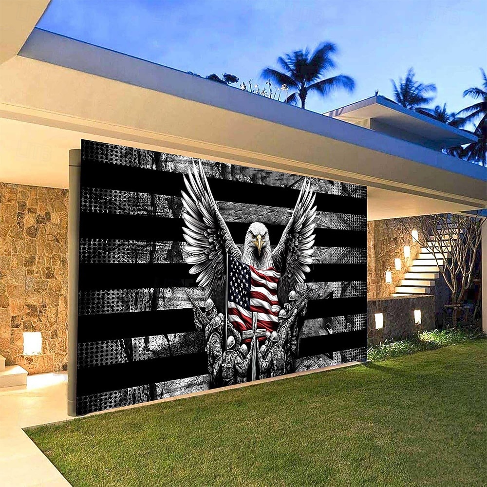 4 juli 2026 250:e minnesdagen gobeläng garage dörr täck stor hängande bakgrund örn amerikanska flaggan vintage modern militär fest utomhus semester skjutande bakgrunds gård hem dekor 2026 - $49.99 –P5