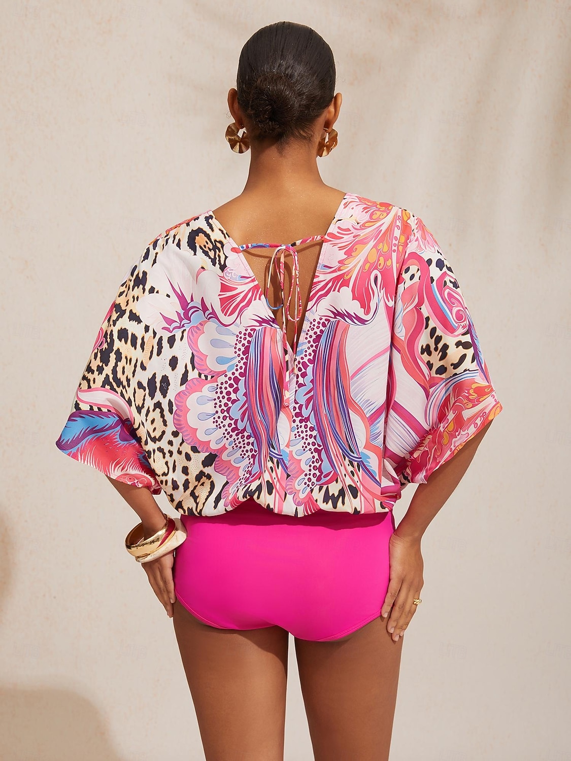 2026年 バケーション ペイズリー柄 ストレッチ スプライス シフォン ワンピース水着  コレクション – $79.99 –P6