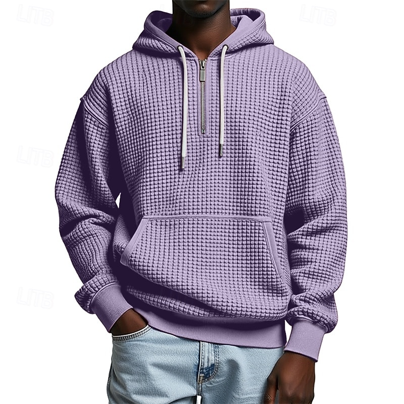 Homme Sweat à capuche Sweat à capuche gaufré Violet Gris Clair À capuche Uni Poche kangourou Texturé Occasionnel Quotidien Sport & Loisir Streetwear Frais Vêtements de sport Printemps & Automne de 2026 ? $34.99 –P7