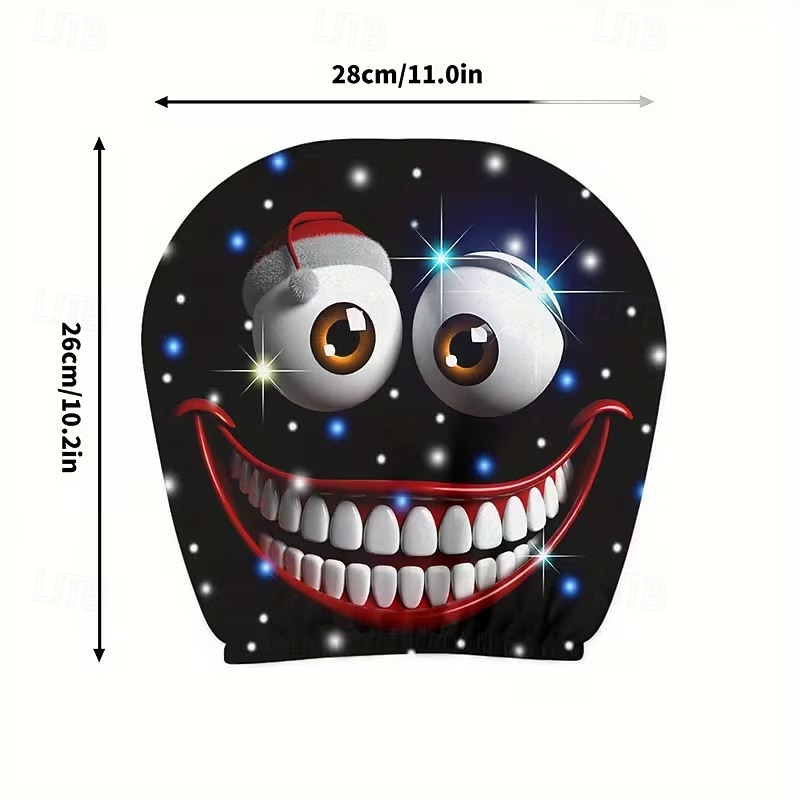 2 قطعة من أغطية مسند رأس السيارة المطبوعة عليها قبعة عيد الميلاد المدهشة، ديكور السيارة، بدون حشو، سهلة التركيب والغسل، مناسبة للسفر لمسافات طويلة لتخفيف التعب، ديكور سيارة مضحك مثالي 2026 - $9.49 –P16