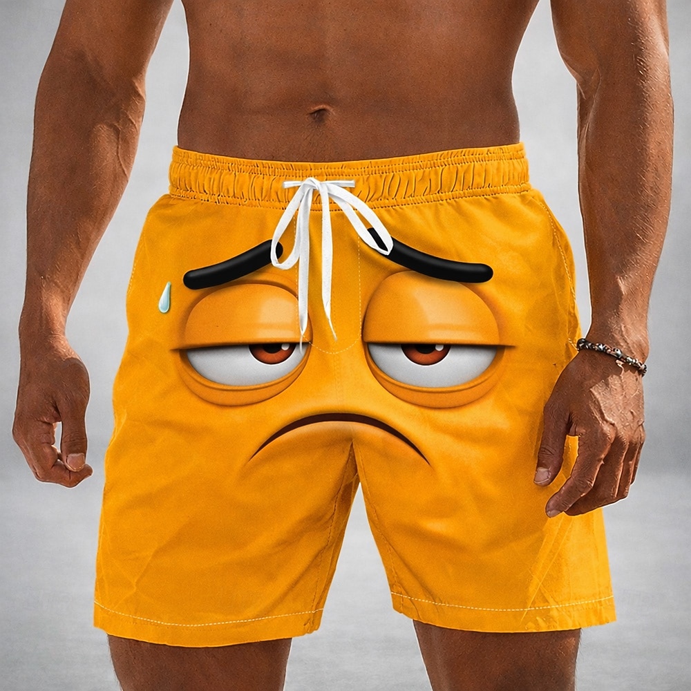 Herren Optische Täuschung 3D Zeichentrick Lächelndes Gesicht Badehosen Badeshorts Boardshorts Mittlere Taille Lustig Hawaiianisch Strandurlaub Seitentaschen Netzfutter Elastischer Kordelzug in der 2026 - $20.99 –P2
