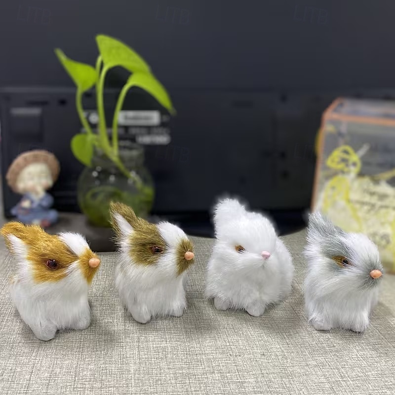 4 фигурки пасхальных кроликов ручной работы — универсальный праздничный декор для дома &полка для демонстрации, неэлектрическая, без перьев, идеально подходит для Рождества, Хэллоуина, Хануки, Дня 2026 - $25.99 –P3