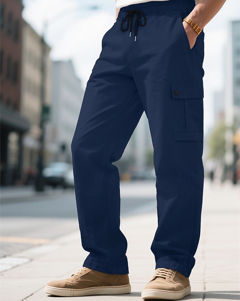 Per uomo Pantaloni Cargo Pantaloni Coulisse Elastico in vita Multi-tasche Tinta unica Antivento Comodità Quotidiano All'aperto Ferie Streetwear Elegante Nero Verde militare del 2026 a $13.49 –P17
