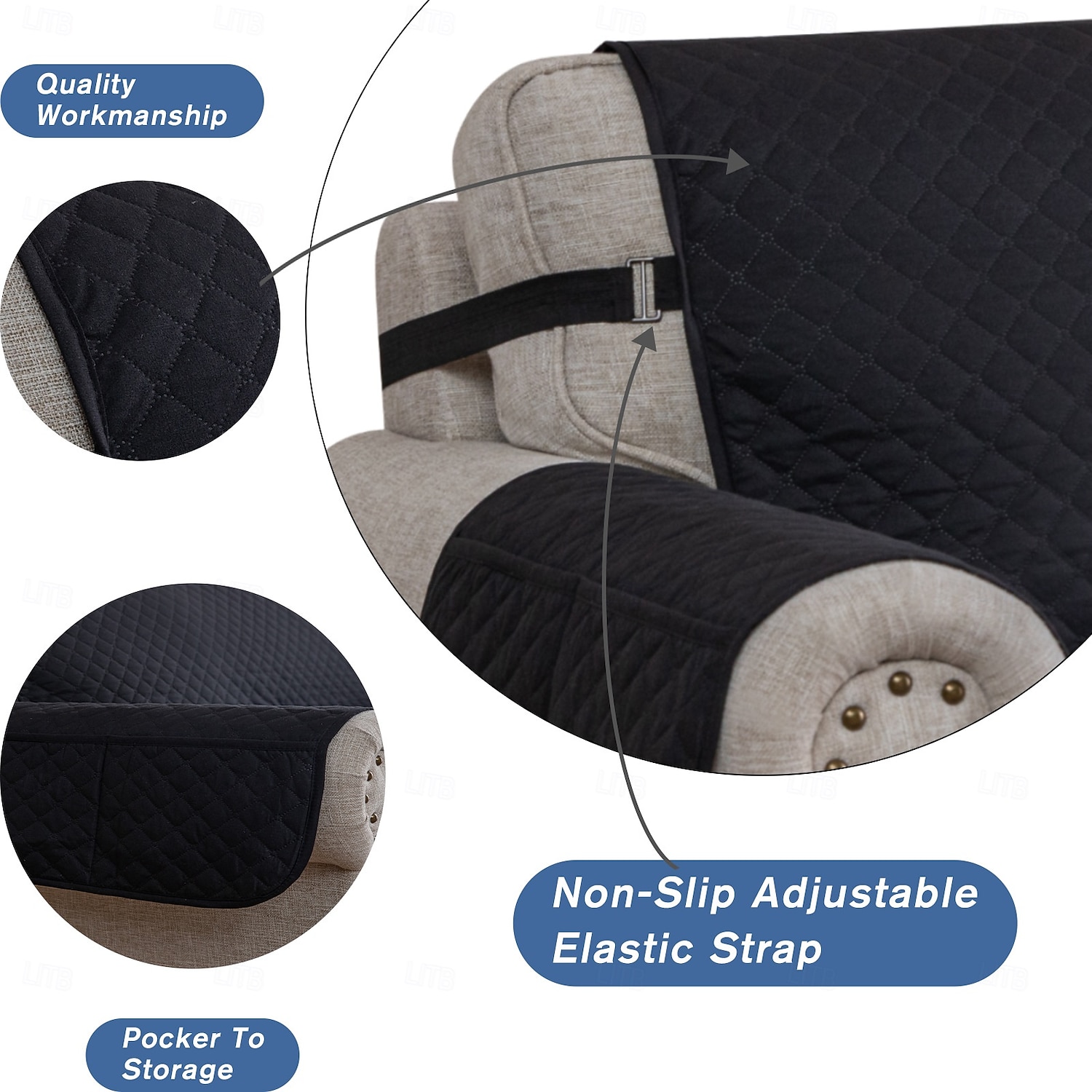 Funda de sofá acolchada elástica e impermeable, apta para mascotas, funda protectora de cojín para el hogar, sala de estar, regalo para dueños de mascotas 2026 - $46.99 –P7