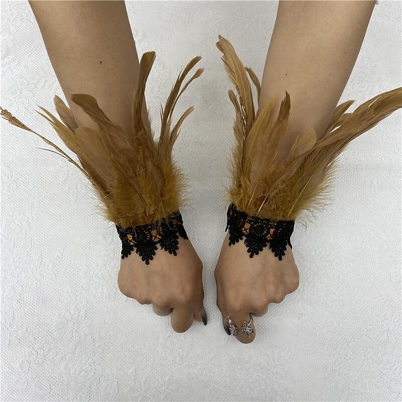 Carnaval 2026 Accesorios de Samba del Carnaval de Río Muñequeras de Plumas Negras con Encaje - Pulseras Elegantes para Fiestas Gatsby Disfraz de Festival de Brasil 2026 - $8.99 –P11
