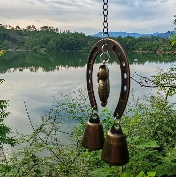 A Lucky Horseshoe Owl Wind Chime, Outdoor Iron Art Love Wind Chime, Vintage Horseshoe Design, Valentine's Day Iron Nail Wind Chime Home Decoration for Good Luck in Love, Perfect Garden Ornament 2026 - $10.99 –P18