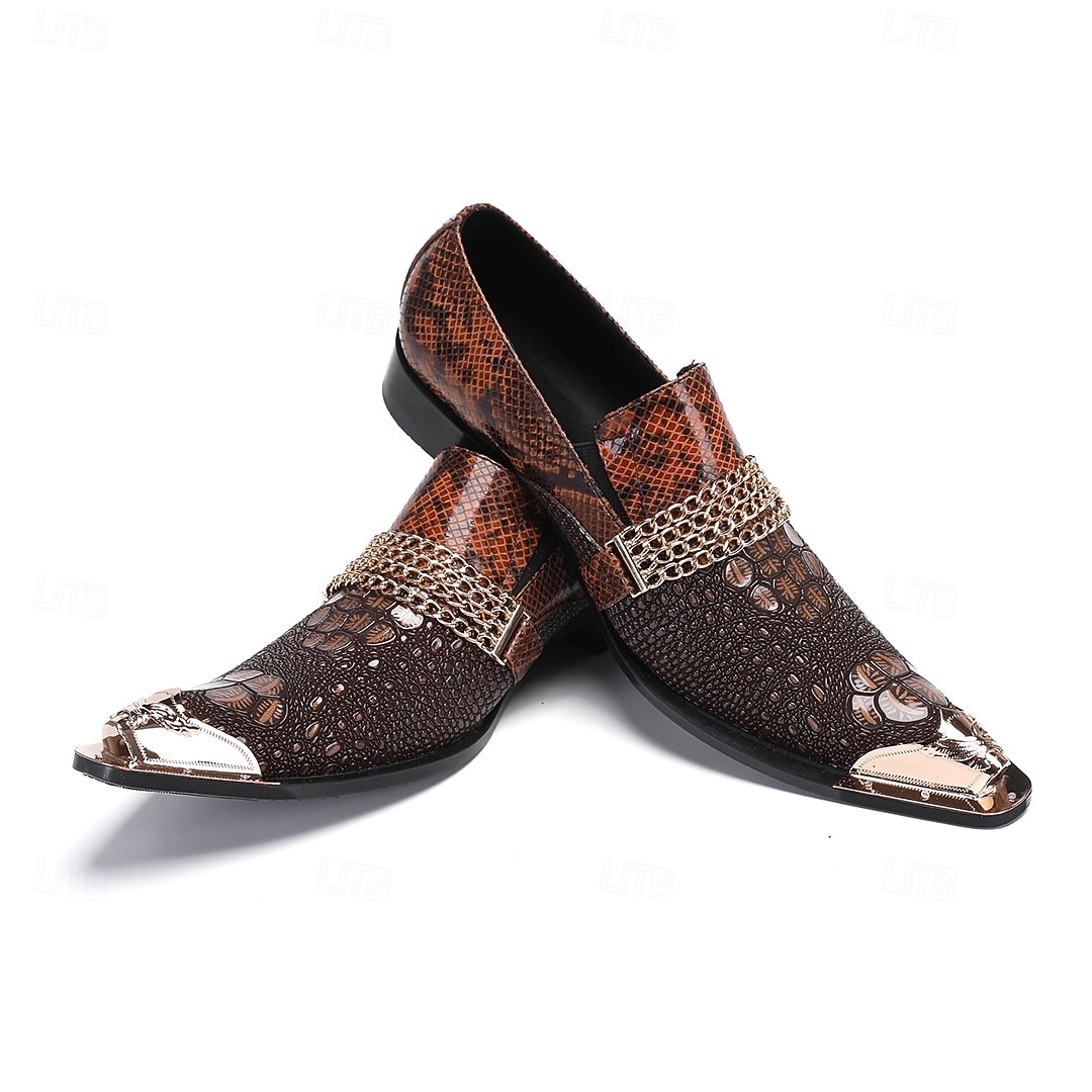 Herr Tofflor och Slip-Ons Formella skor Finskor Promenad Läder Italienskt fullkornigt kohud Bekväm Halksäker Loafers Röd Brun 2026 - $119.99 –P5