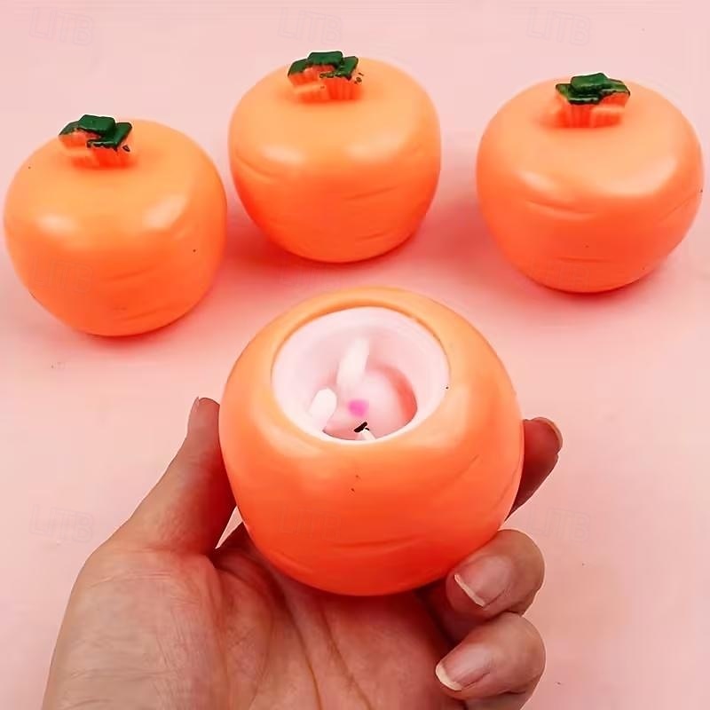 2 kpl pääsiäisaiheista sarjakuvaporkkanapääpupun puristuslelu, hauska kepposenpilailulahja lapsille ja aikuisille, opettavainen juhlalahja pääsiäiseen, halloweeniin, kiitospäivään - eri värejä, kani 2026 - $6.99 –P3