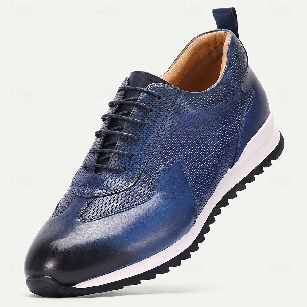 Marineblaue Herren-Sneaker aus Leder – stylische, atmungsaktive Sneaker mit perforiertem Design, perfekt für aktive und lässige Outfits. 2026 - $94.99 –P3