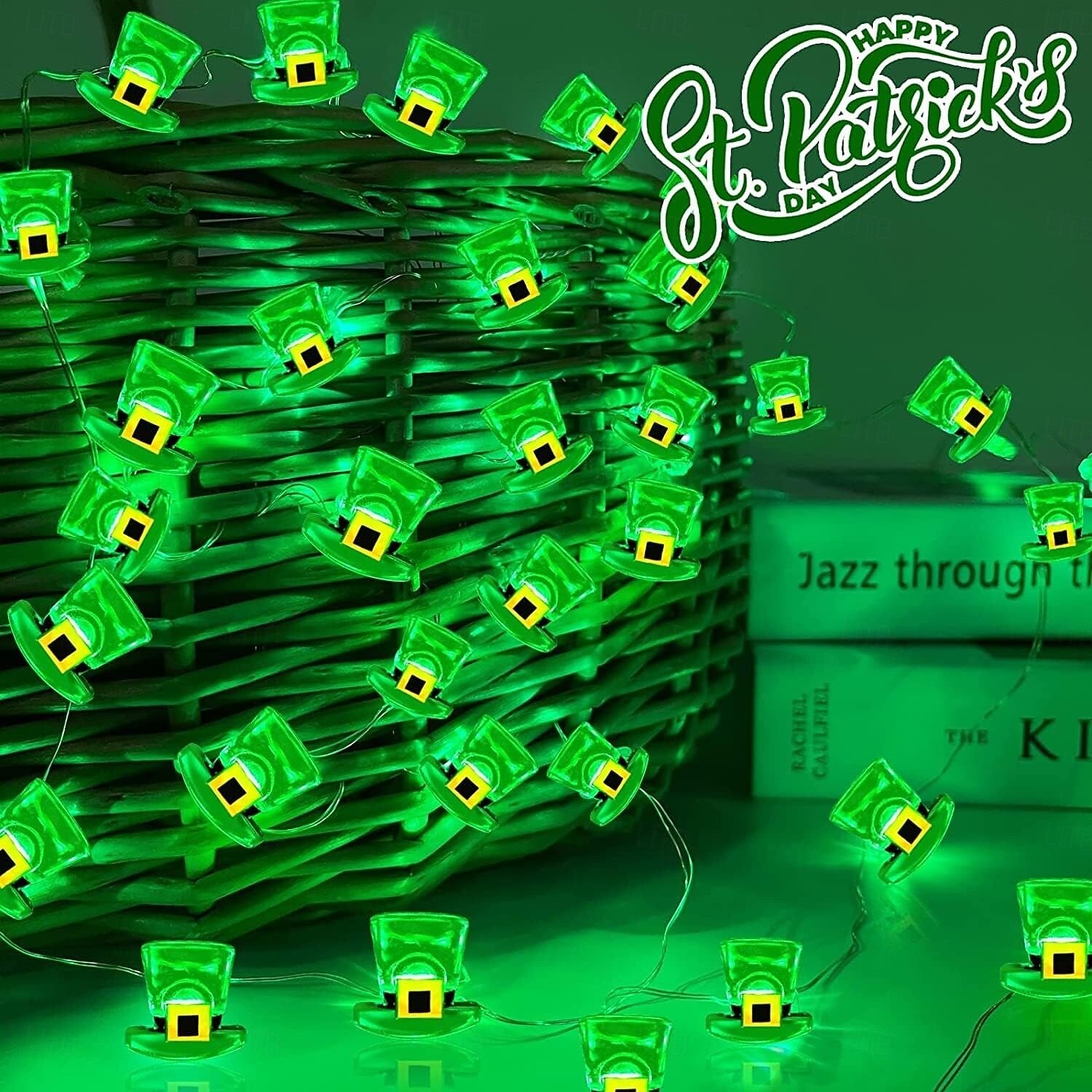 St. Patrick's Day Irish Clover Four Leaf Clover Leprechaun Hat Beer Glass String Lights 8 Function Remote AAA Battery Usb Powered 5M 50Leds Bedroom Living Room Dining Room Party Fairy String Lights 2026 - $10.99 –P2