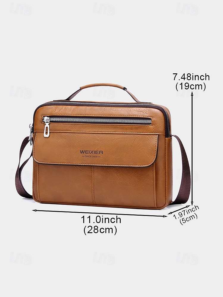 Men's Faux Leather Shoulder Bag, Multi-Pocket Large Capacity, Stylish Crossbody, Available in Multiple Colors 2026 - $24.99 –P13