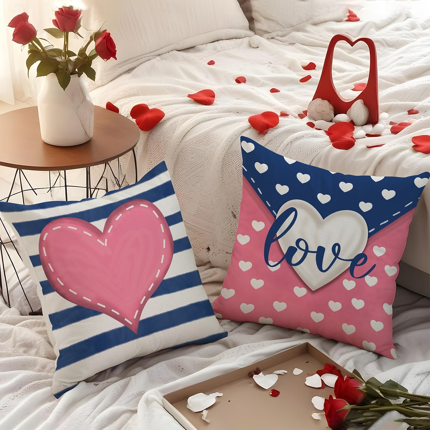 Valentine's Day Pillow Cover, Heart Print Decorative Cushion for Sofa, Bedroom, Living Room, Perfect for Creating a Romantic Holiday Atmosphere, Cozy Accent Pillow for Home Decor 2026 - $13.99 –P1