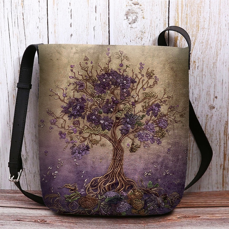 Женская сумка через плечо из бархатистого полиэстера с узорами в виде древа жизни и цветов, различные варианты дизайна для повседневного и бохо-стиля 2026 - $19.99 –P4