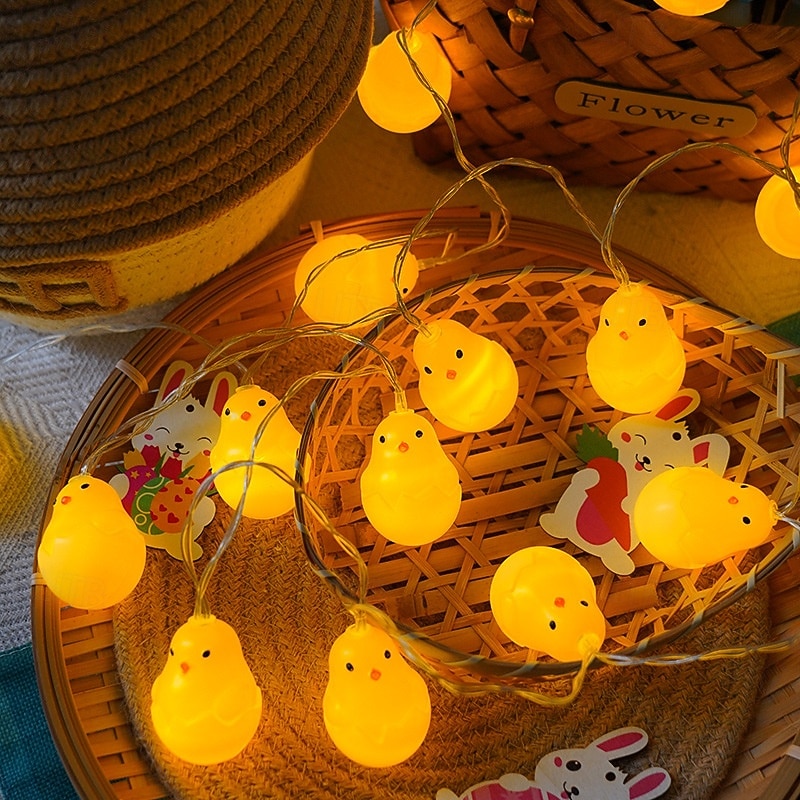 Wielkanocne lampki choinkowe zasilane bateryjnie, dekoracje LED, wiosenne lampki choinkowe do domu, do wewnątrz i na zewnątrz, do koszyka wielkanocnego, na imprezę, do sypialni, na sezon 2026 - $16.99 –P4