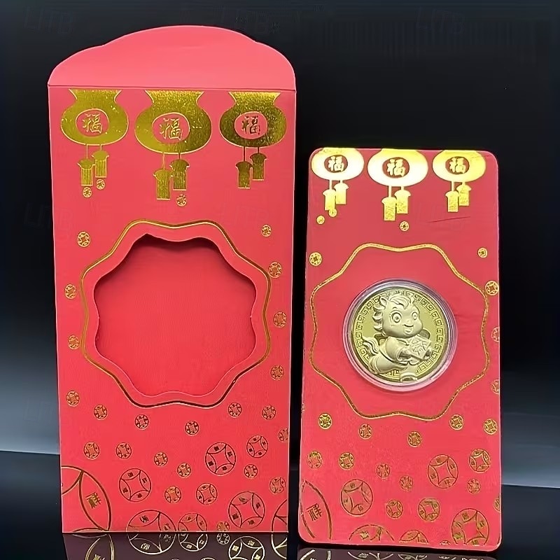 5 ks pamětních mincí k roku 2026 (náhodný styl) 100 juanů, červené obálky, zlatá fólie, čínský Nový rok, štěstí, peněžní tašky, kulturní zboží 2026 - $15.99 –P4