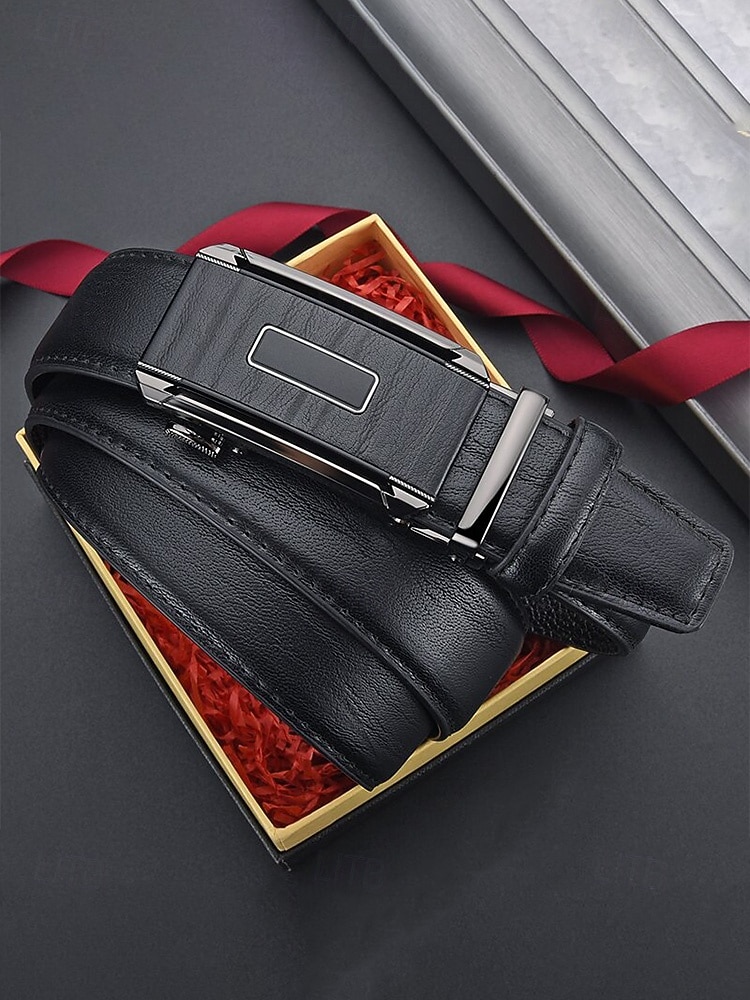 cintura da uomo in similpelle, fibbia automatica con finitura testurizzata, stile classico formale, colori nero e caffè, per matrimoni, abbigliamento da lavoro e abiti casual eleganti del 2026 a $11.99 –P10